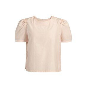 Souk Indigo Jane Puff Sleeve Blouse Cotton Silk Soft Pink Size Medium NEW NWT